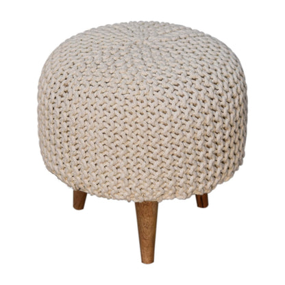 Keeva White Round Footstool