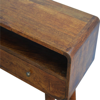 Curved Chestnut Console Tables