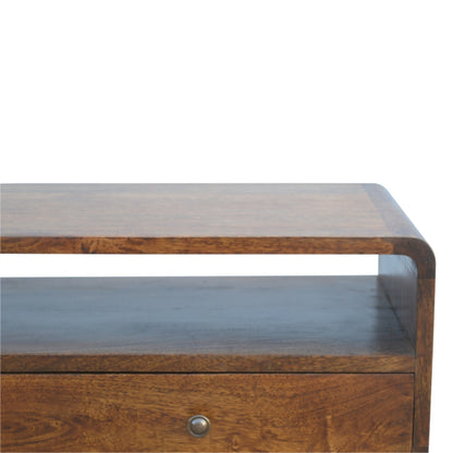 Curved Chestnut Console Tables