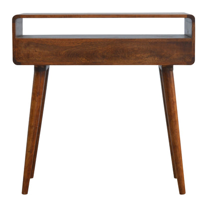 Curved Chestnut Console Tables