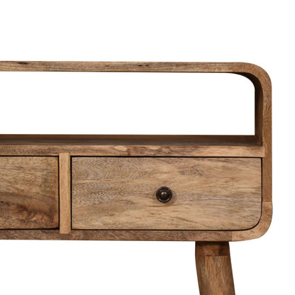 Mini Curved Oak-ish Console Tables