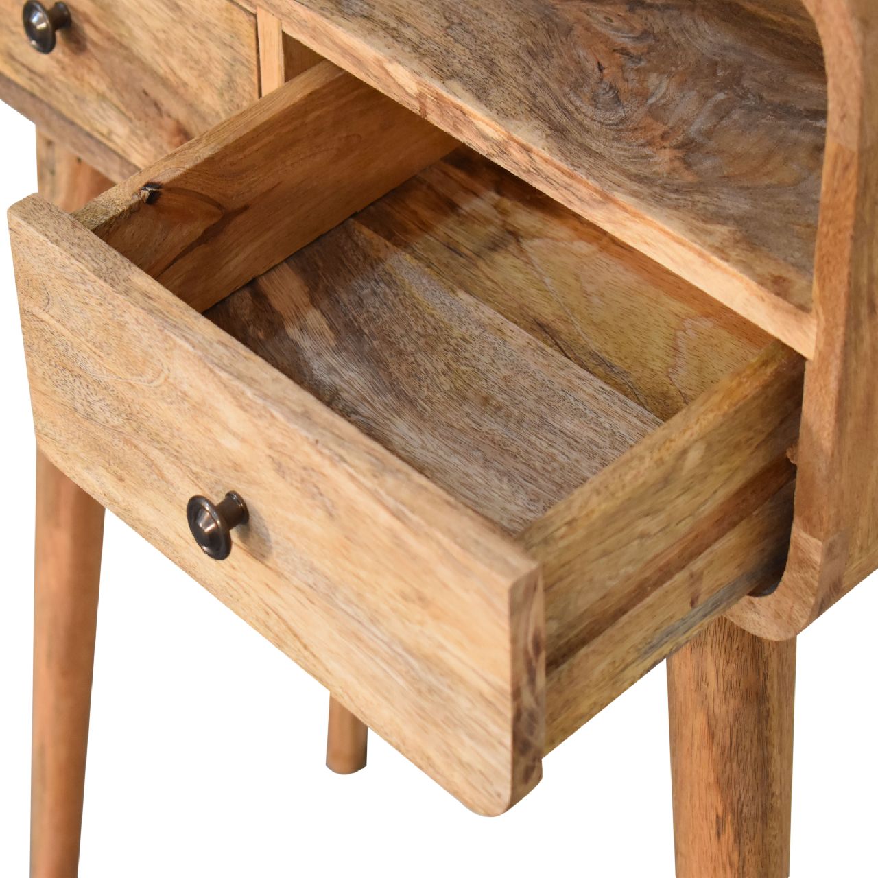 Mini Curved Oak-ish Console Tables