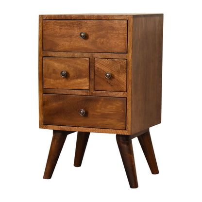 4 Drawer Multi Chestnut Bedside