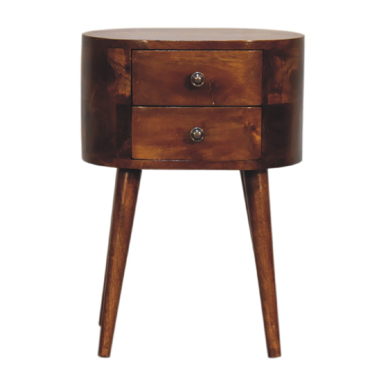 Mini Chestnut Rounded Bedside Tables