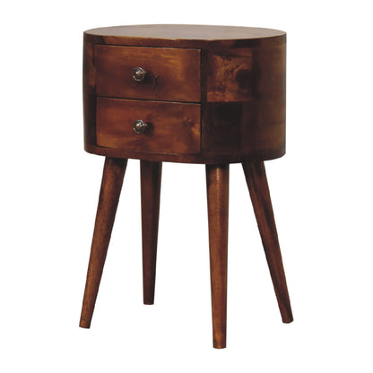 Mini Chestnut Rounded Bedside Tables