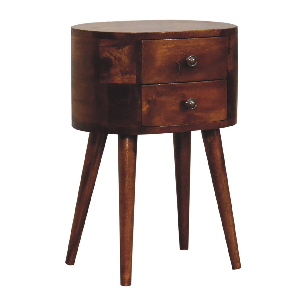 Mini Chestnut Rounded Bedside Tables