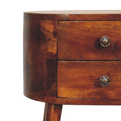 Mini Chestnut Rounded Bedside Tables