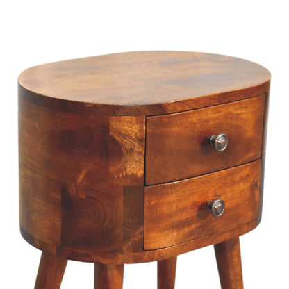 Mini Chestnut Rounded Bedside Tables