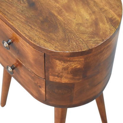 Mini Chestnut Rounded Bedside Tables