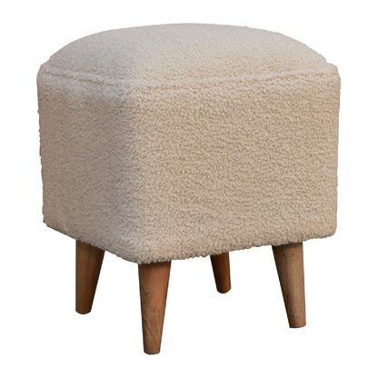 Cream Boucle Squoval Footstool