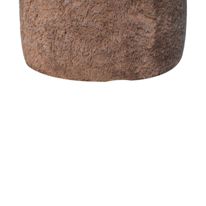 Mocha Faux Fur Round Footstool