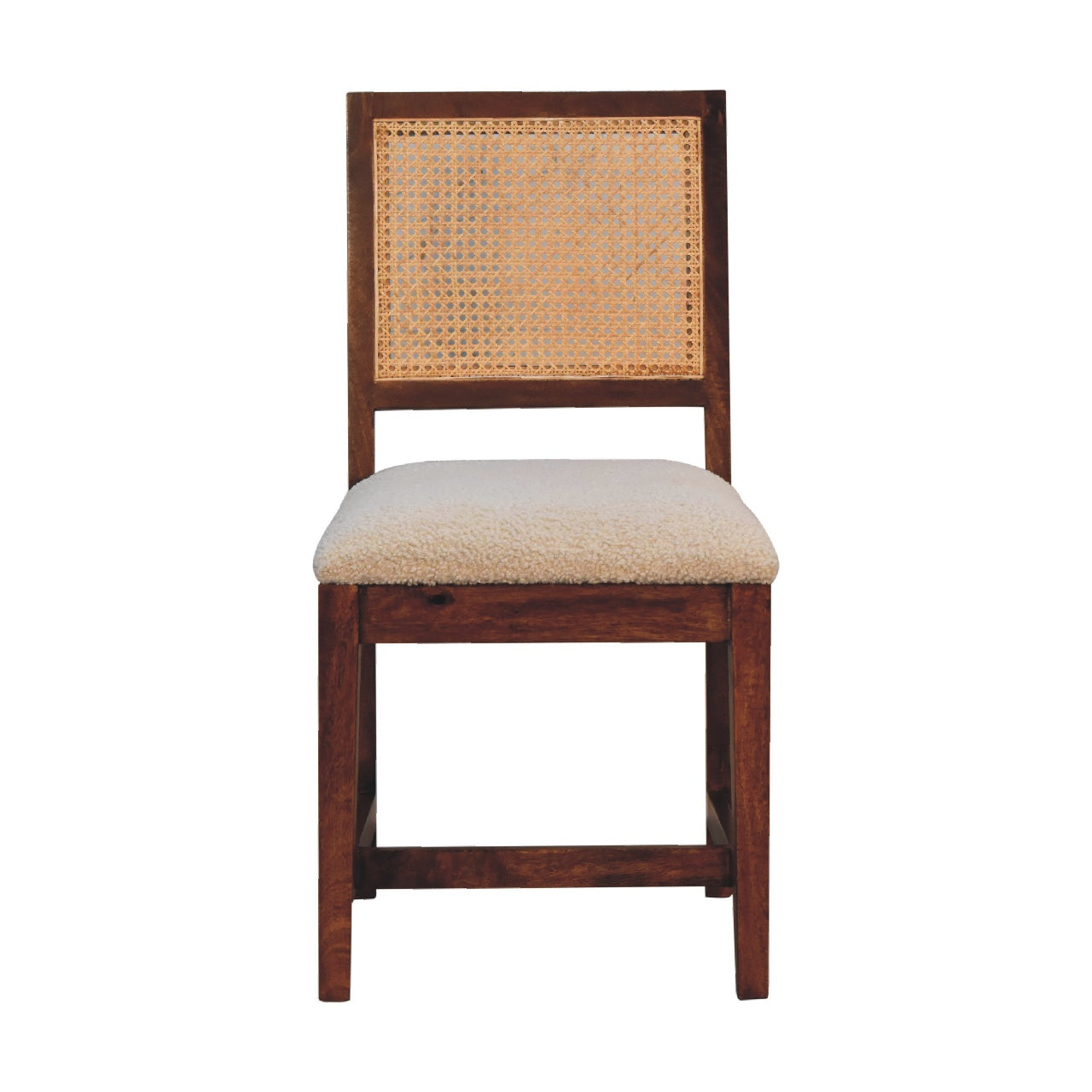 Cream Boucle Rattan Chair