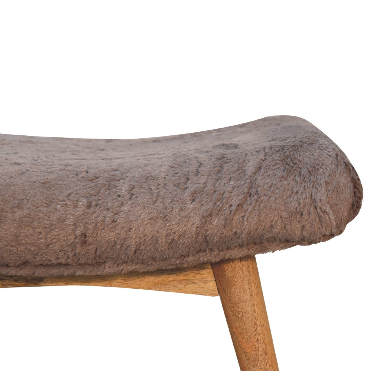 Mocha Faux Fur Curved Bench