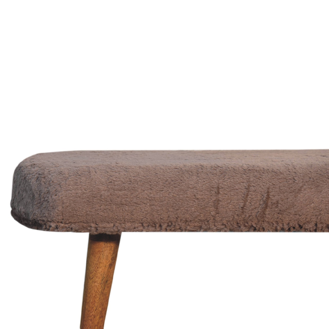 Mocha Faux Fur Fabric Bench