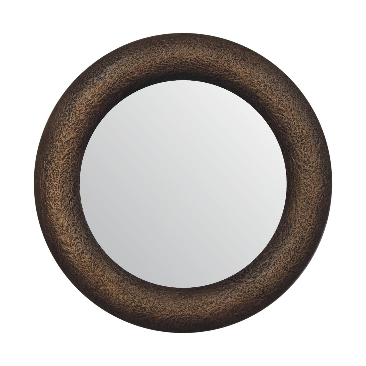 Round Metallic Hammered Mirror