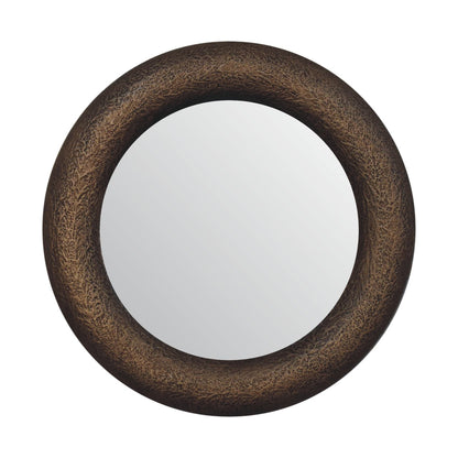 Round Metallic Hammered Mirror