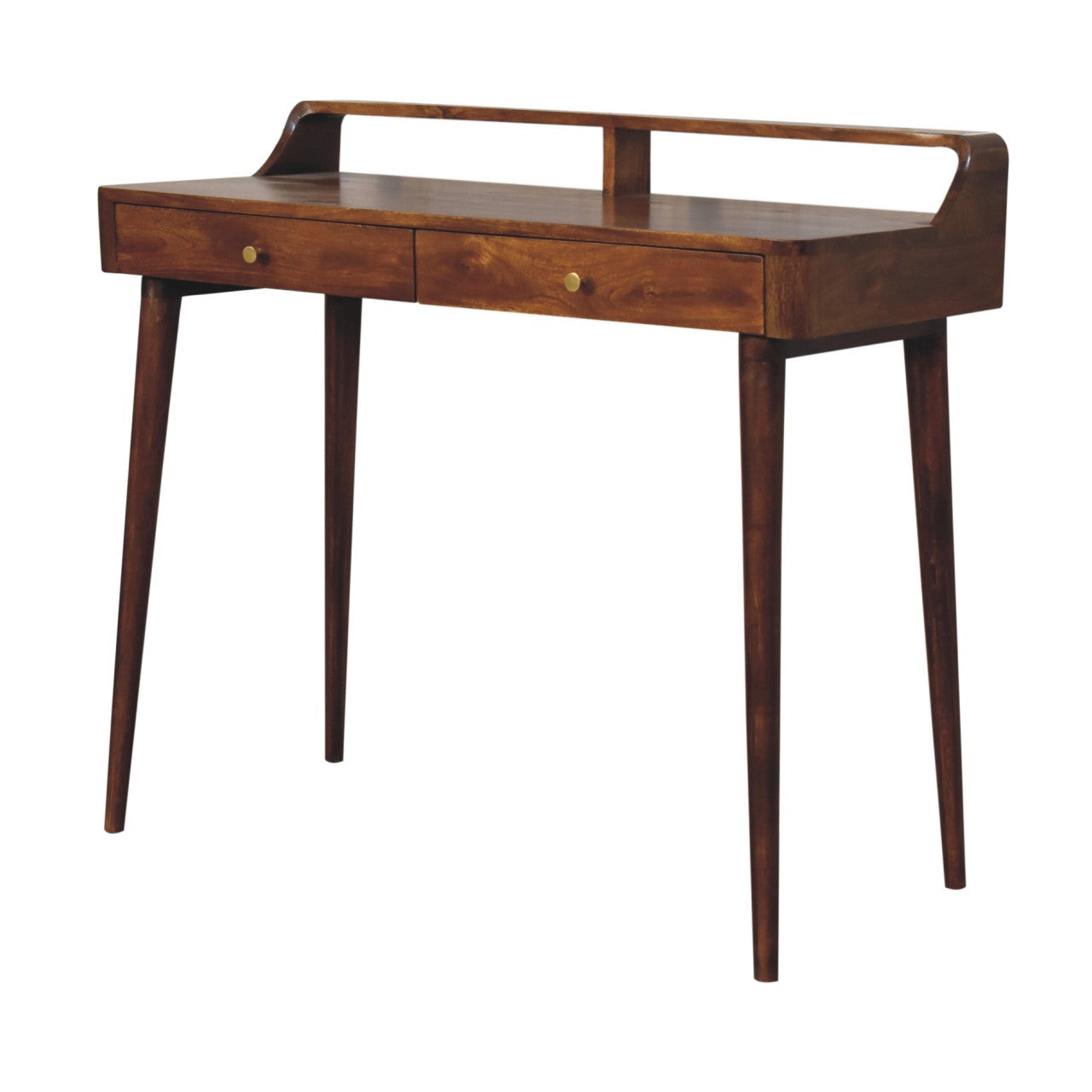 Elevated Chestnut Console Tables