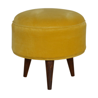 Mustard Velvet Nordic Footstool