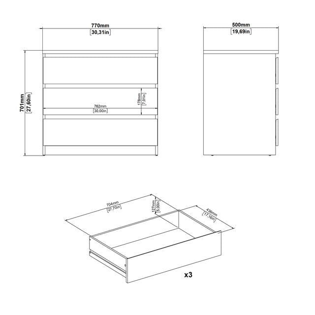 Naia Chest of 3 drawers in Cashmere Jackson Hickory