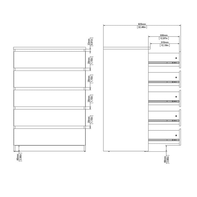 Naia Chest of 5 drawers in Cashmere Jackson Hickory