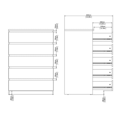 Naia Chest of 5 drawers in Cashmere Jackson Hickory