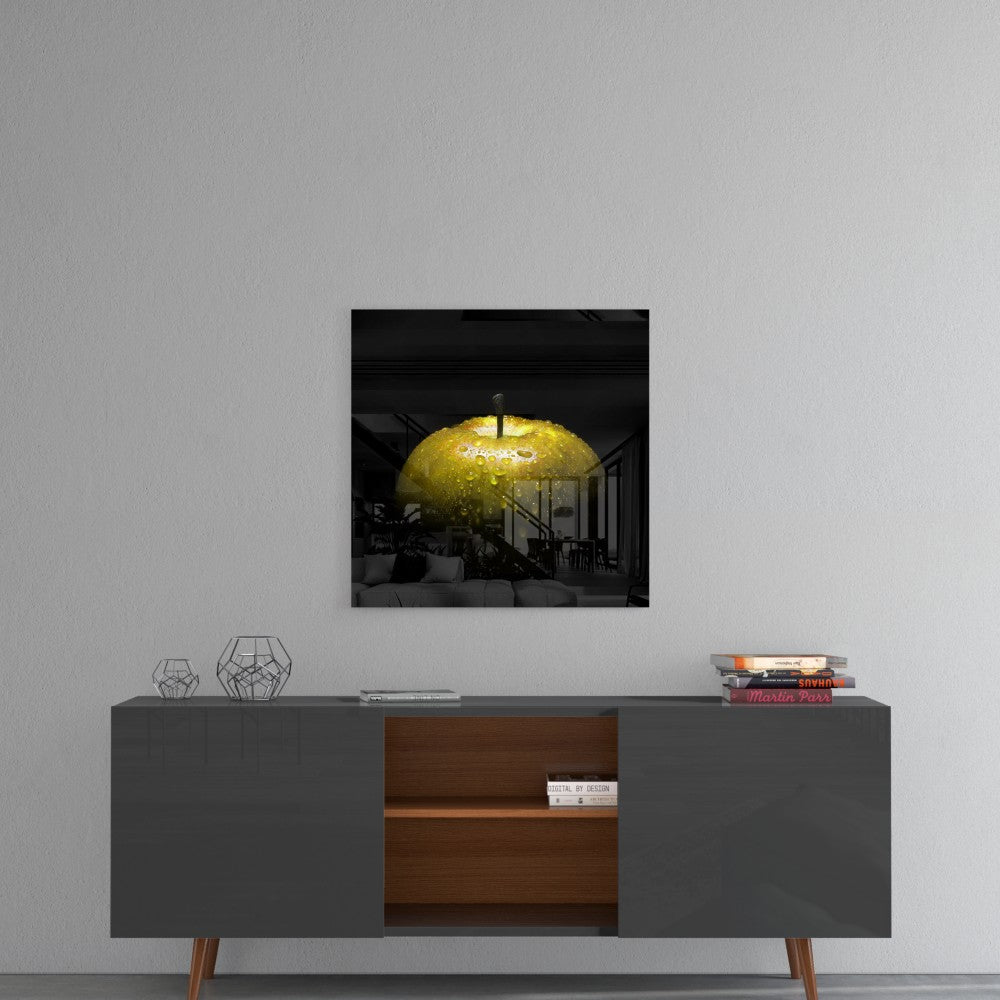 Yellow Apple Glass Wall Art
