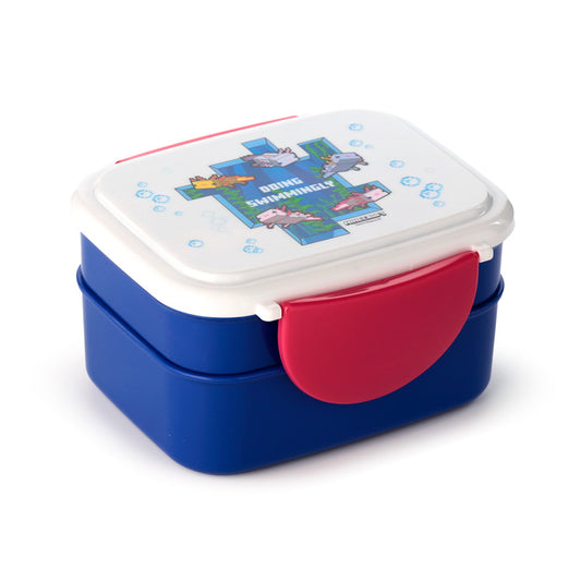 Bento Clip Lock Lunch Box with Cutlery - Minecraft Axolotl