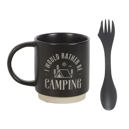 I Would Rather Be Camping Mug with 3-in-1 Spork