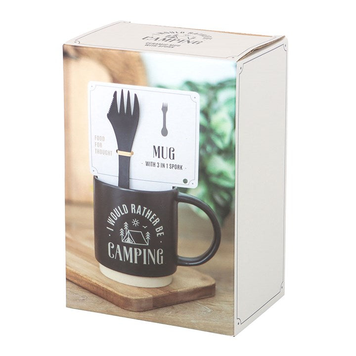 I Would Rather Be Camping Mug with 3-in-1 Spork