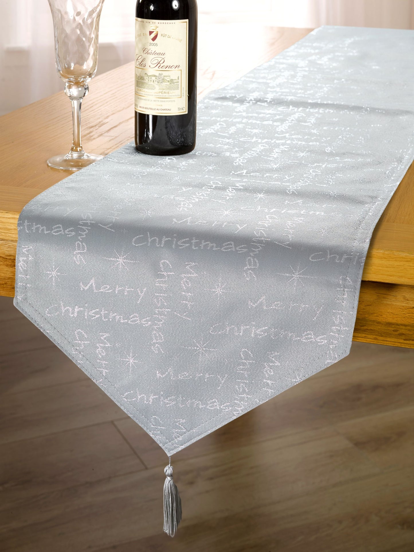 Merry Christmas - Metallic Woven Jacquard Chrismas Table Runner