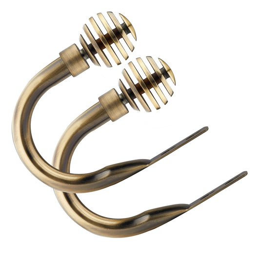 Metal Sliced - Pair of Holdback Tiebacks with End Finials