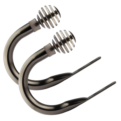 Metal Sliced - Pair of Holdback Tiebacks with End Finials