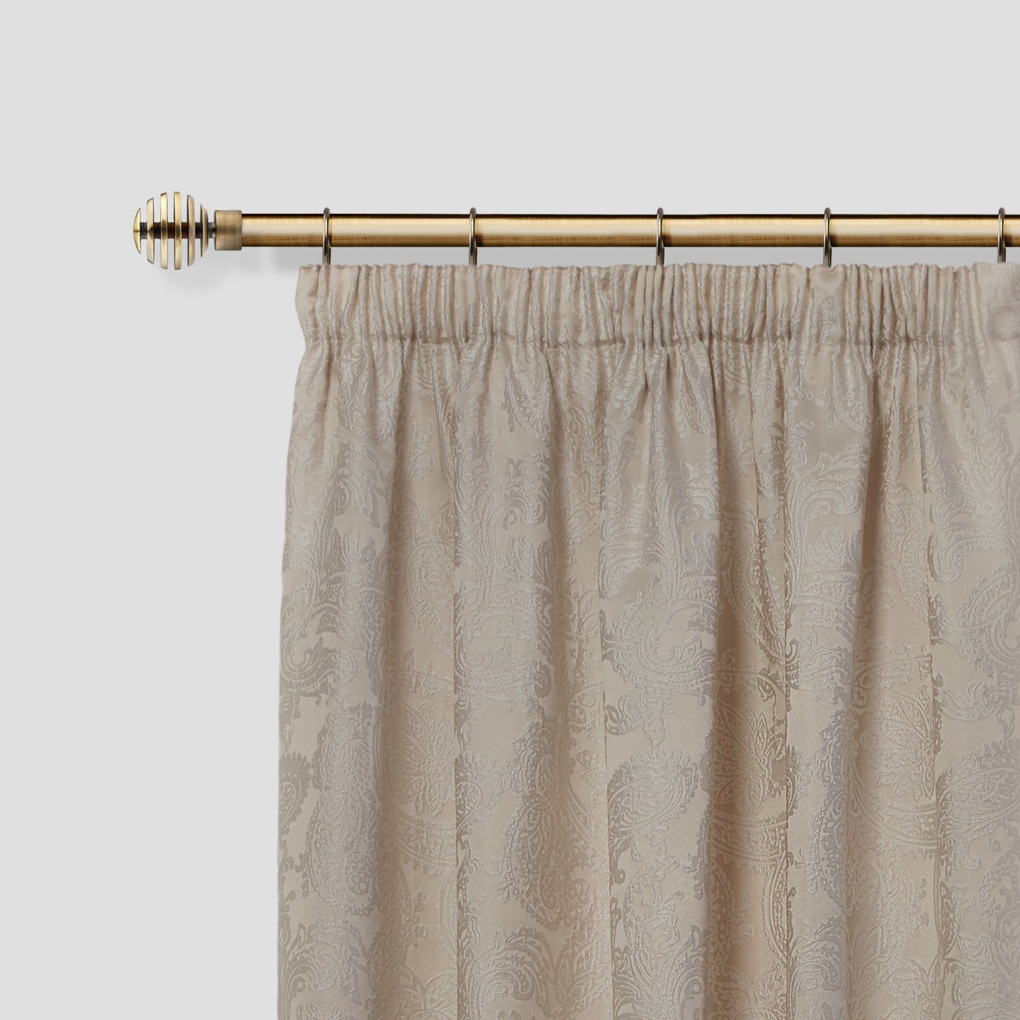 Metal Sliced - Extendable Curtain Pole with rings and pair of end finials