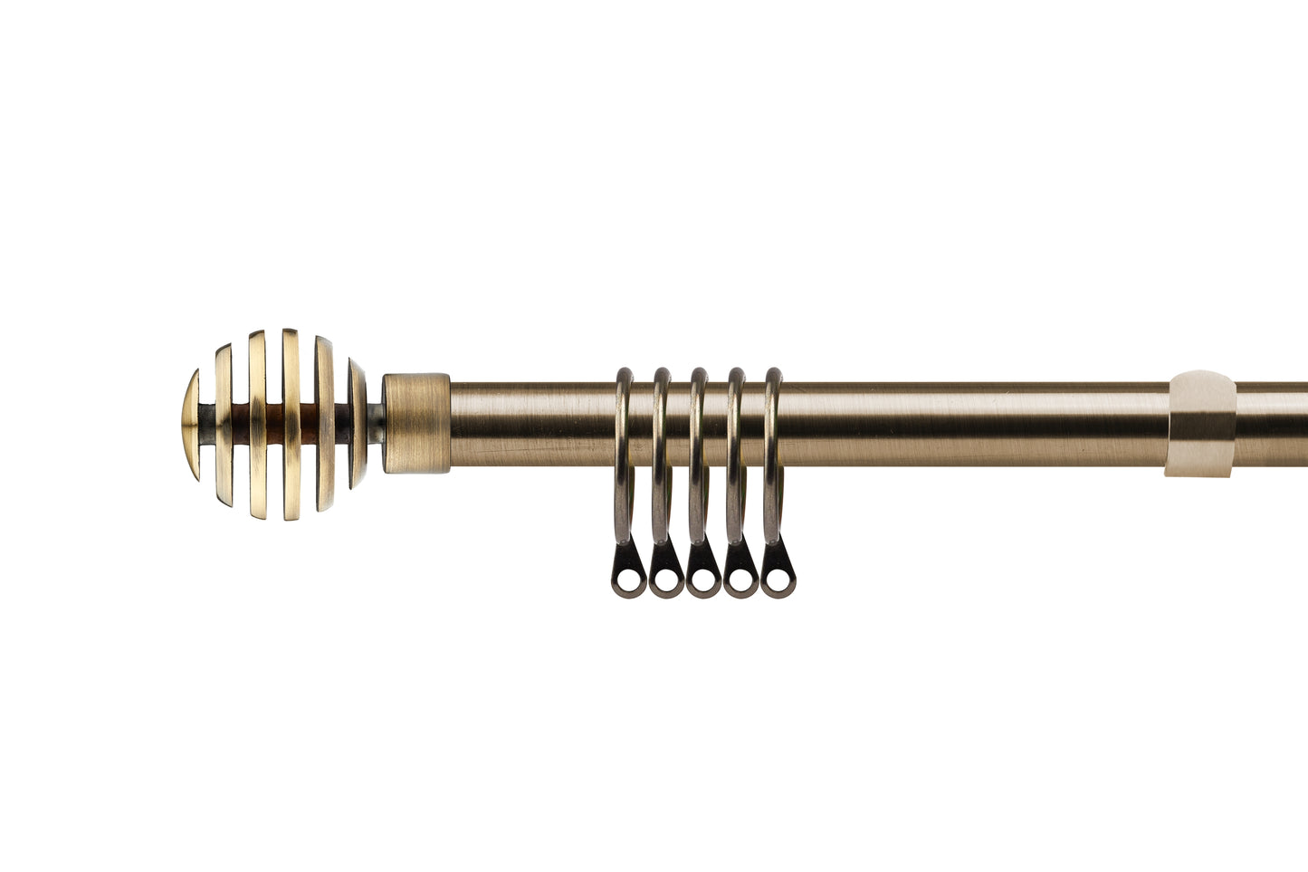 Metal Sliced - Extendable Curtain Pole with rings and pair of end finials