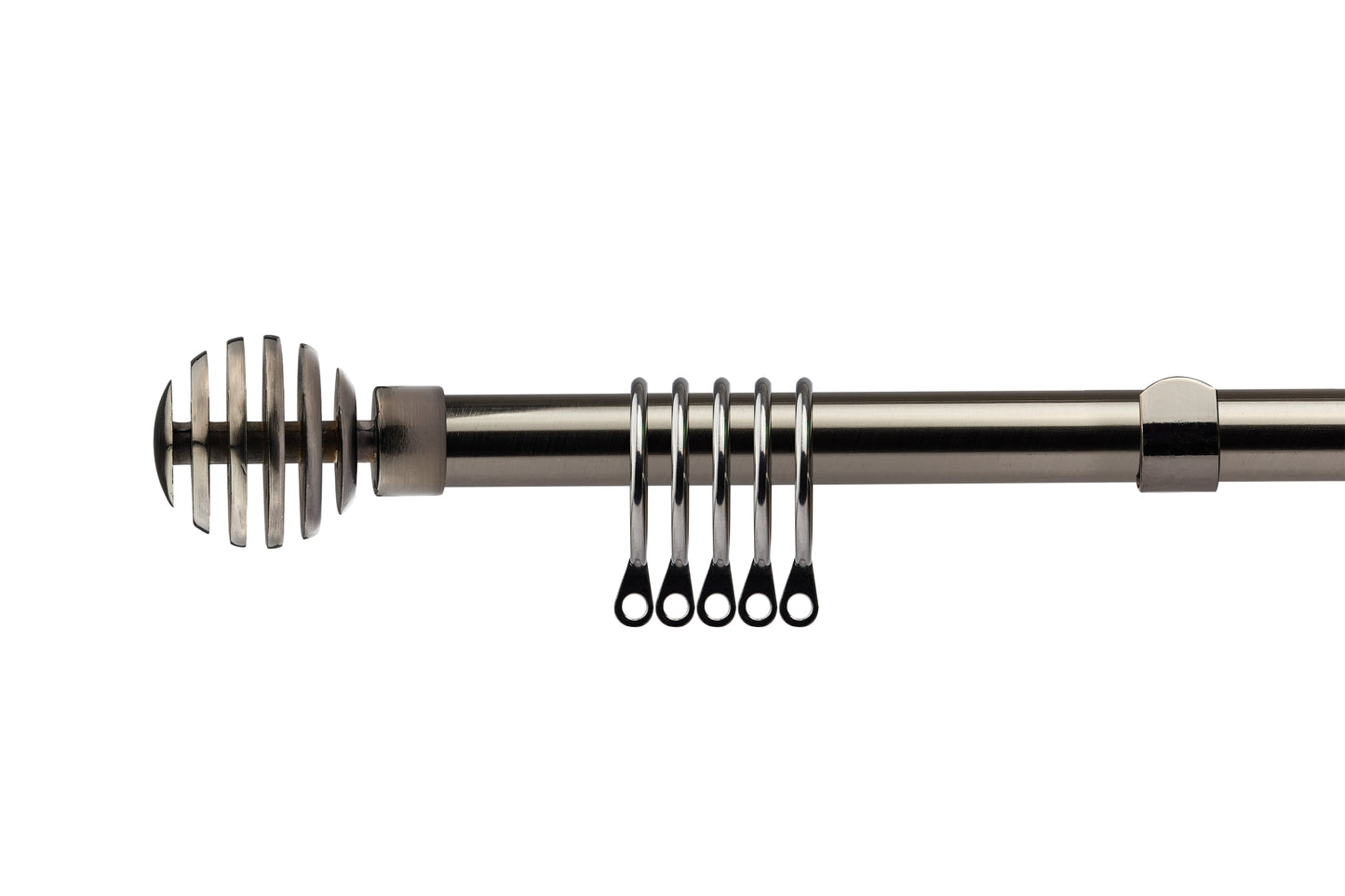 Metal Sliced - Extendable Curtain Pole with rings and pair of end finials