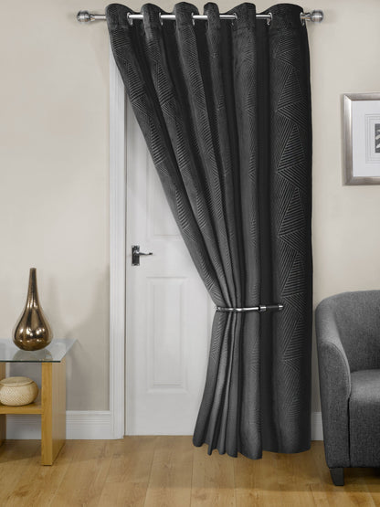 Midnight - Embossed Velvet Woven Thermal Eyelet Door Curtain