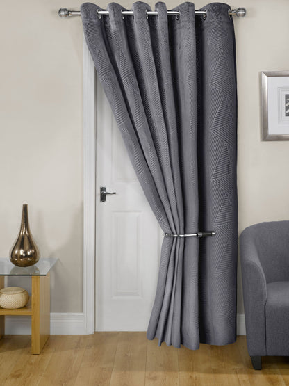 Midnight - Embossed Velvet Woven Thermal Eyelet Door Curtain