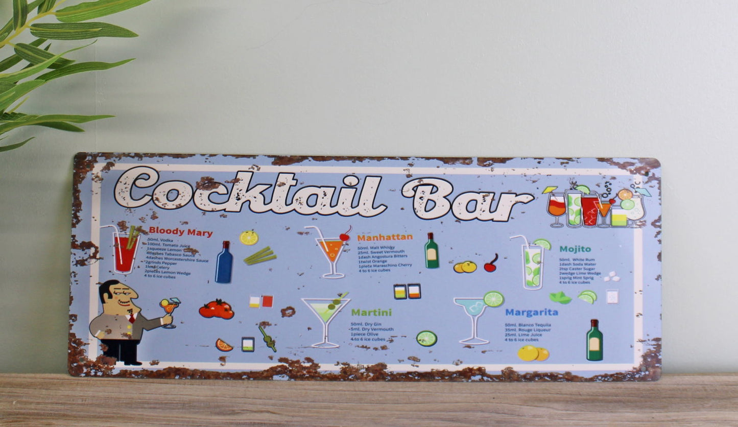 Vintage Metal Sign - Cocktail Bar