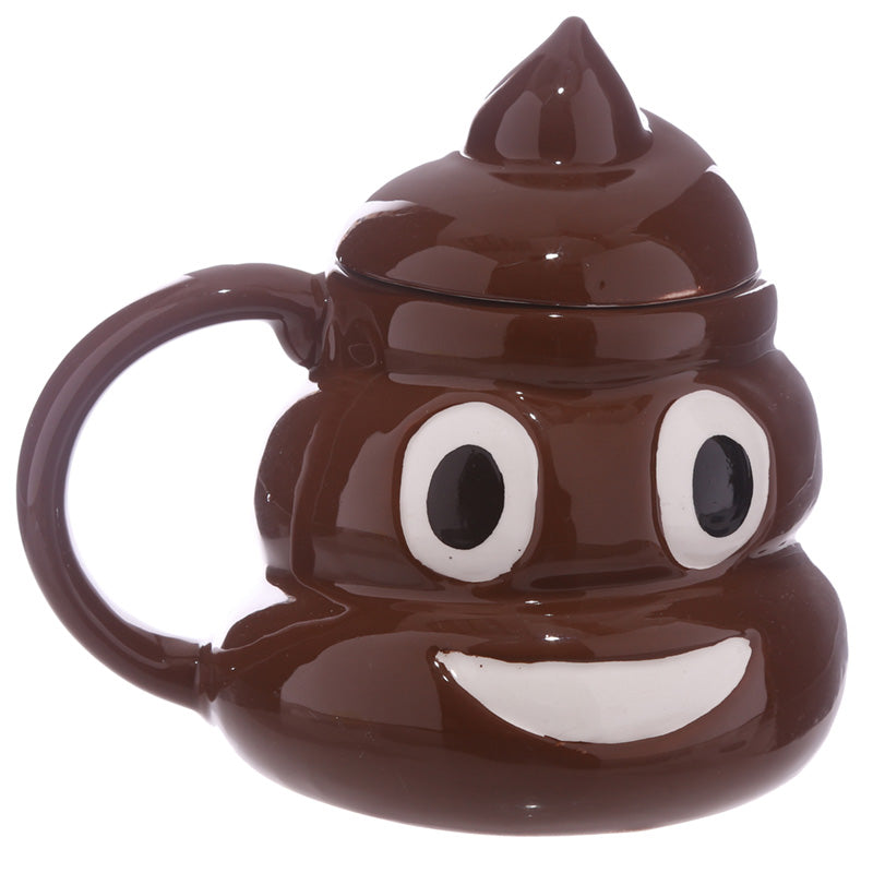 Shaped Ceramic Mug with Lid - Emotive Poop