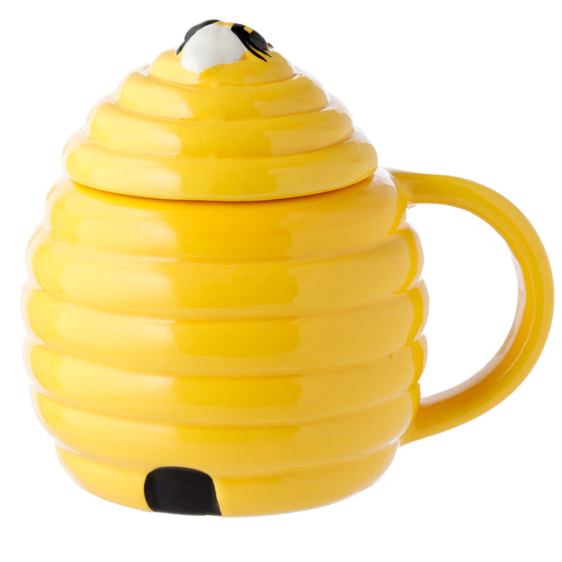 Shaped Ceramic Mug with Lid - Beehive