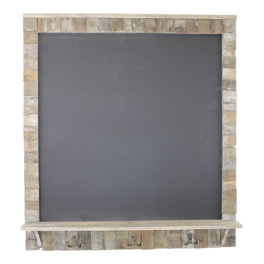 Large Blackboard with Driftwod Effect Surround, Shelf and 3 Double Hooks