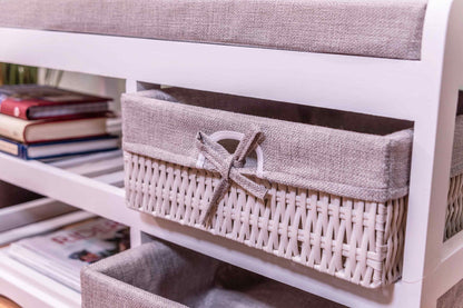 Laxey White Bench With Shoe Rack & Drawers