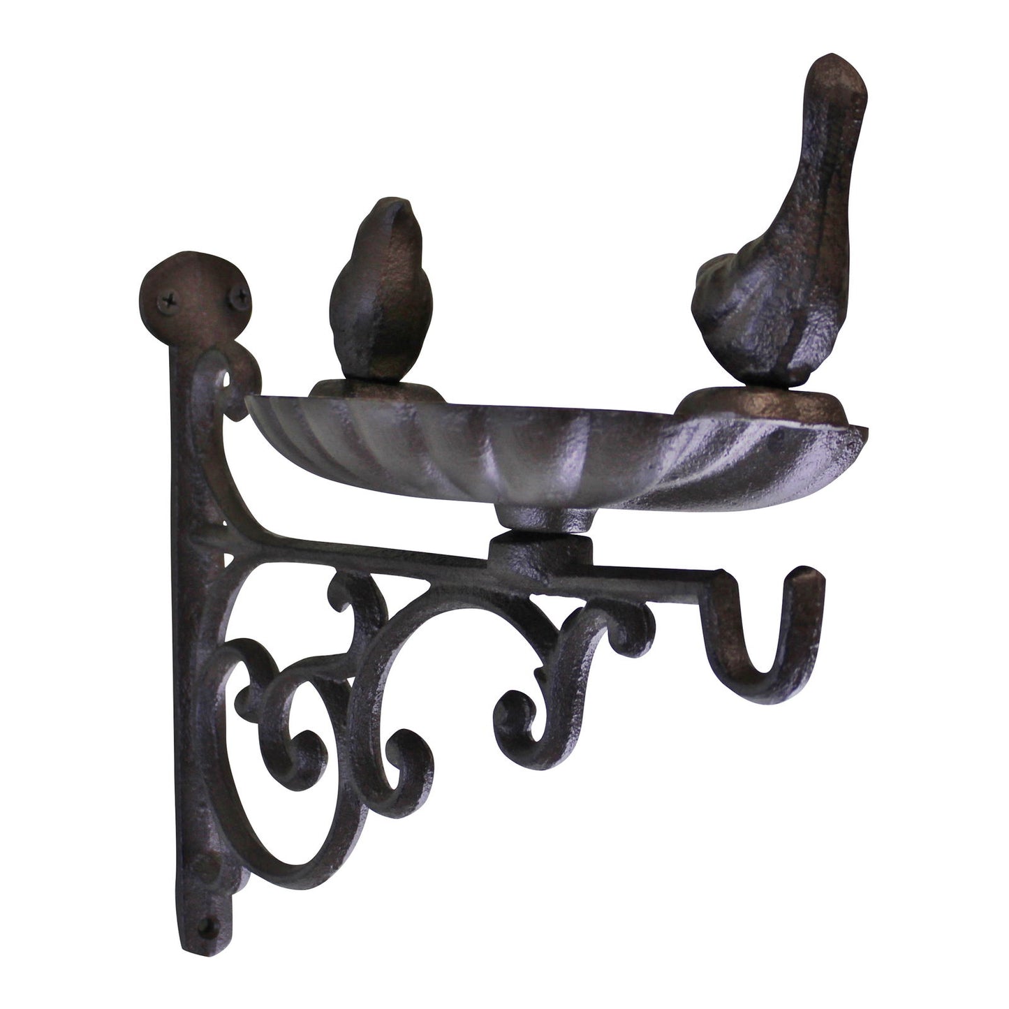 Cast Iron Hanging Basket Wall Bracket With Bird Feeder