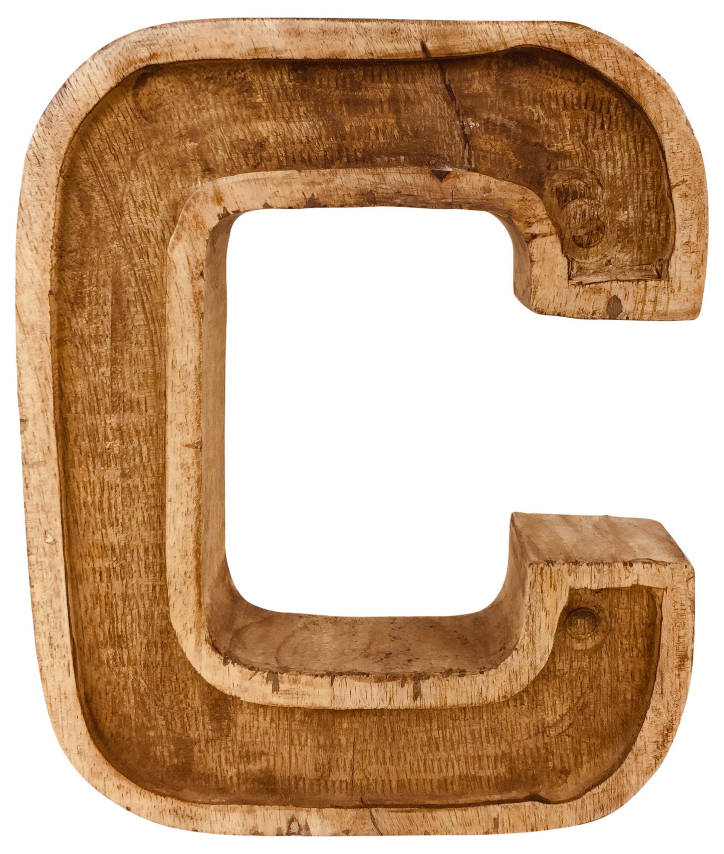 Hand Carved Wooden Embossed Letter C