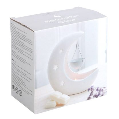 White Crescent Moon Hanging Oil Burner