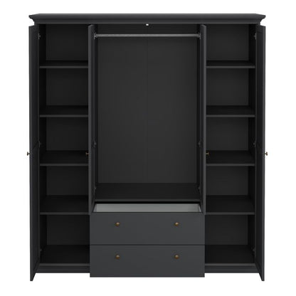 Paris Wardrobe with 4 Doors and 2 Drawers