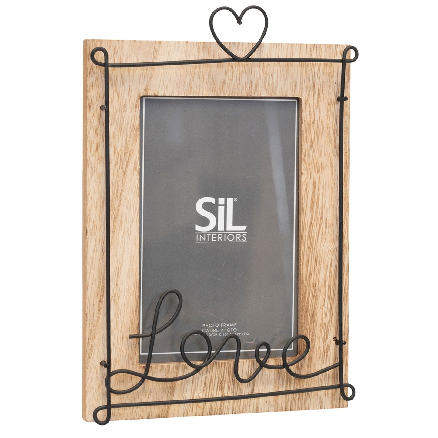 Wooden Photo Frame with Black Wire Love Script 4x6"