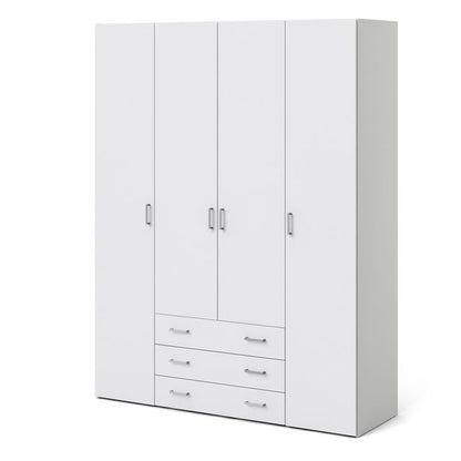 Space Wardrobe 4 Doors 3 Drawers in White 2001