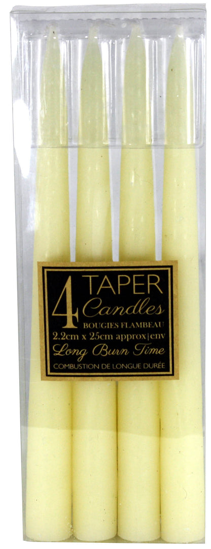 Set Of 4 Ivory Taper Candles