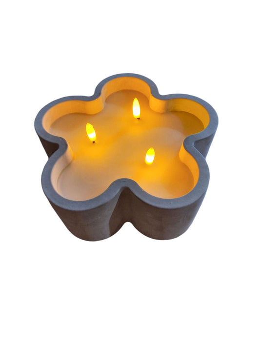 Led Flower 3 Wick Candle 20cm